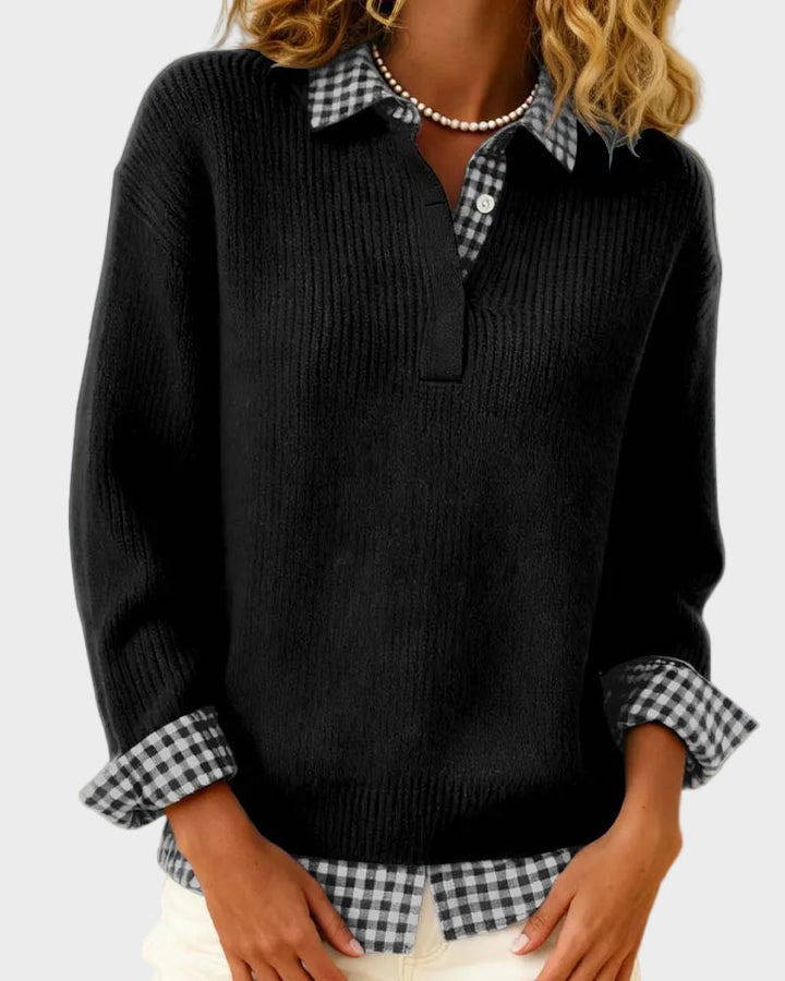 Viktoria - Bunter Pullover mit Patchwork-Karo-Muster