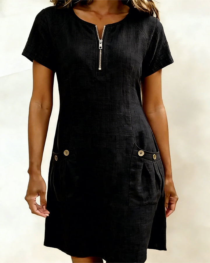 Van Elst Mode® | Baumwollkleid mit Reißverschluss