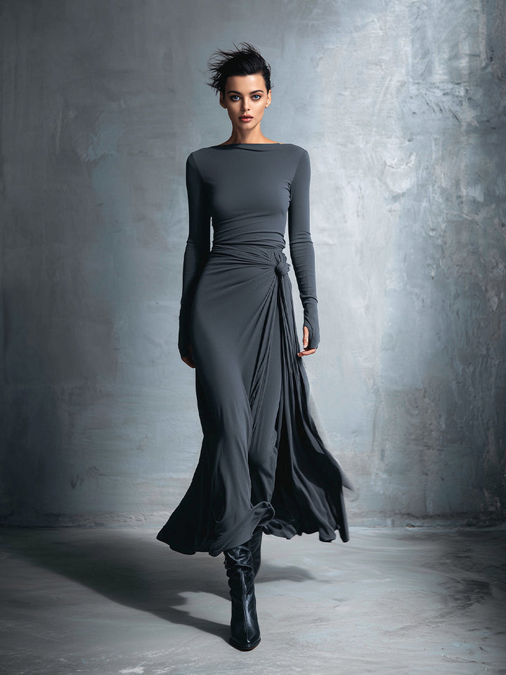 Gabriella | Langes Kleid mit seitlichem Knoten