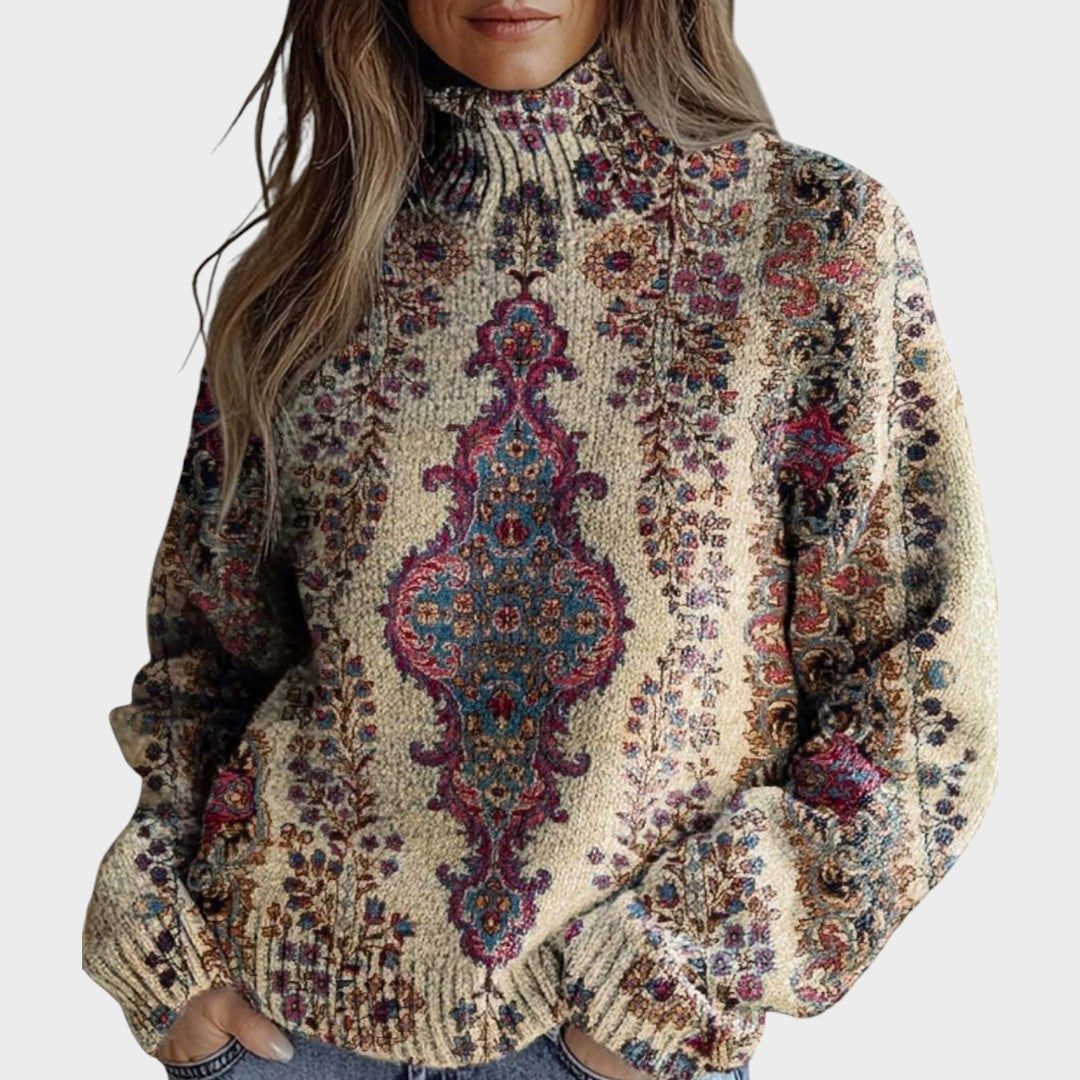 Cátia - Künstlerischer Pullover mit Rollkragen