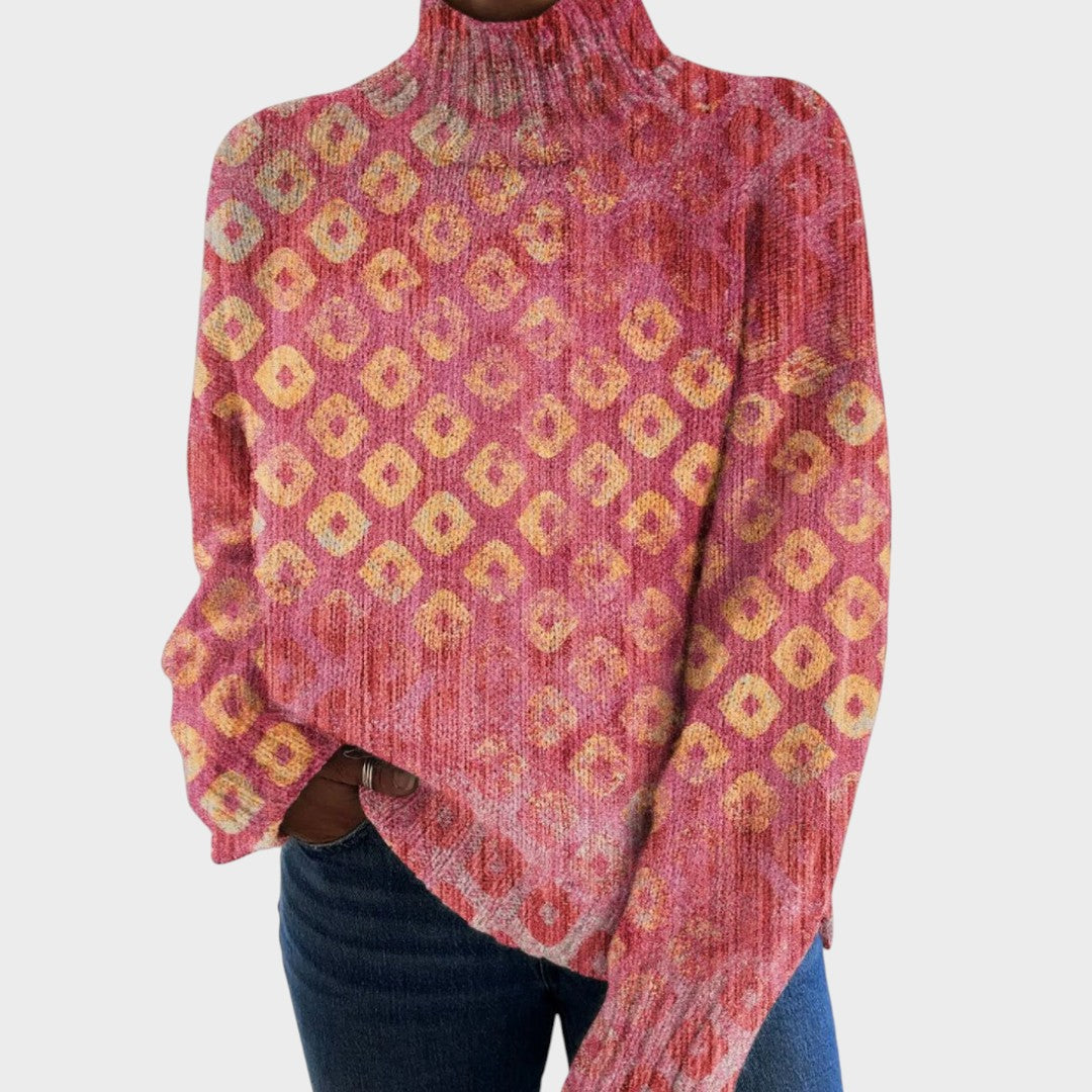 Lara - Künstlerischer Pullover mit Rollkragen
