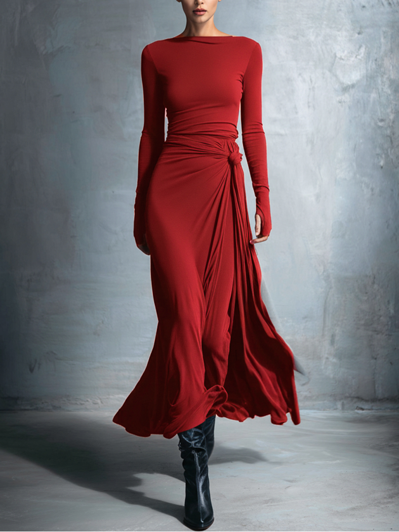 Gabriella | Langes Kleid mit seitlichem Knoten