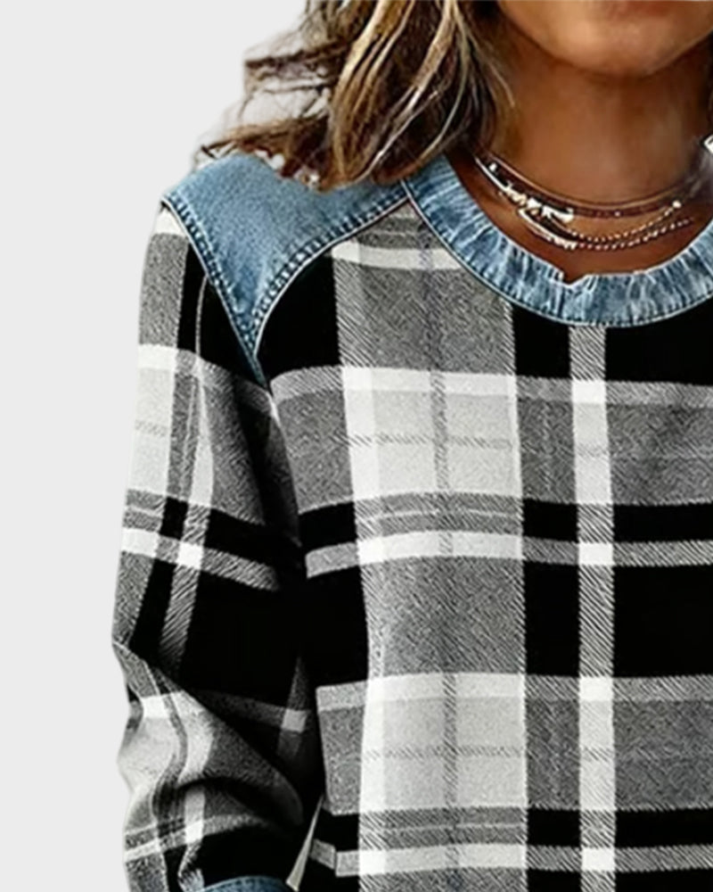 Ivy – Damen Sweatshirt mit Patchwork-Muster