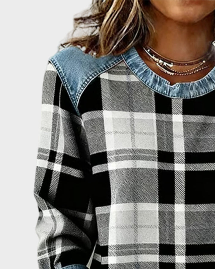 Ivy – Damen Sweatshirt mit Patchwork-Muster