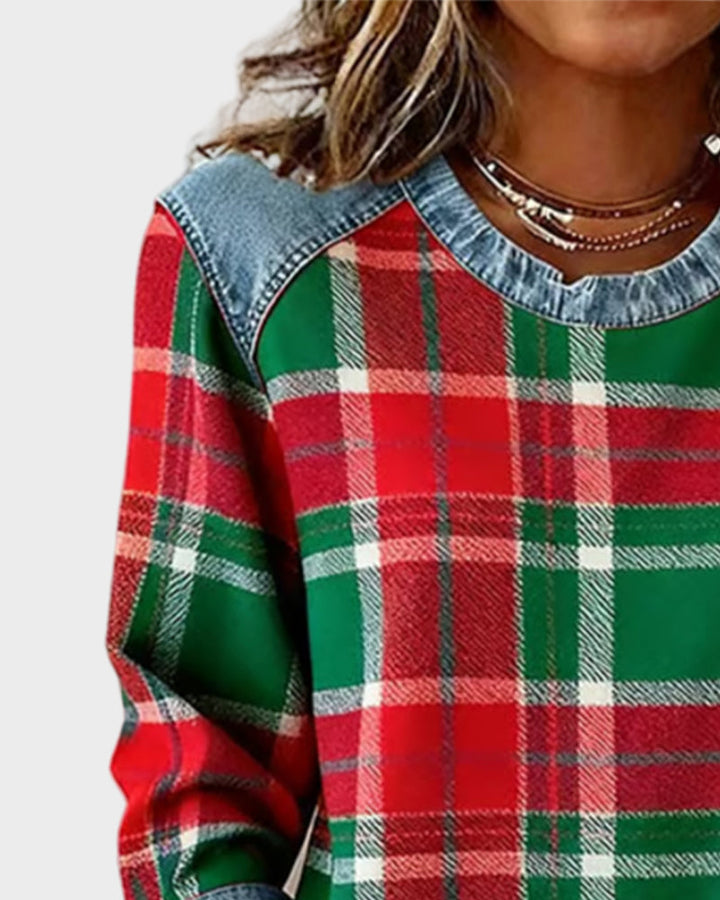 Ivy – Damen Sweatshirt mit Patchwork-Muster