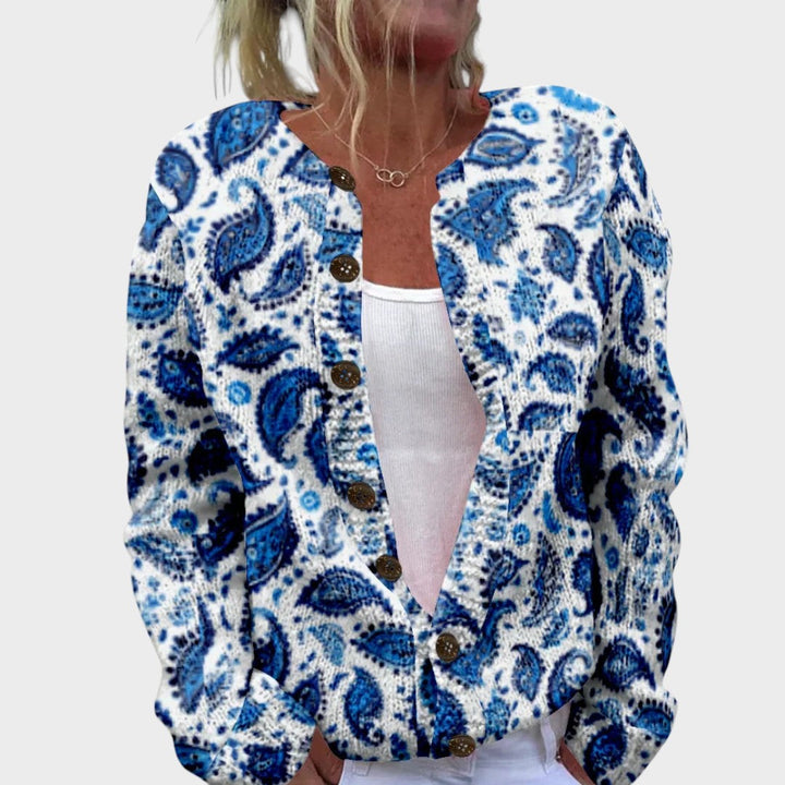 Maria - Herbstlicher blumiger Cardigan