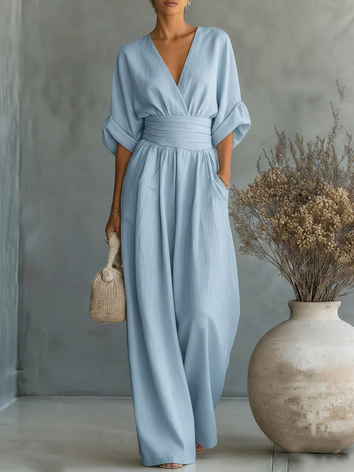 Maja | Eleganter V-Ausschnitt Hochtaillierter Jumpsuit