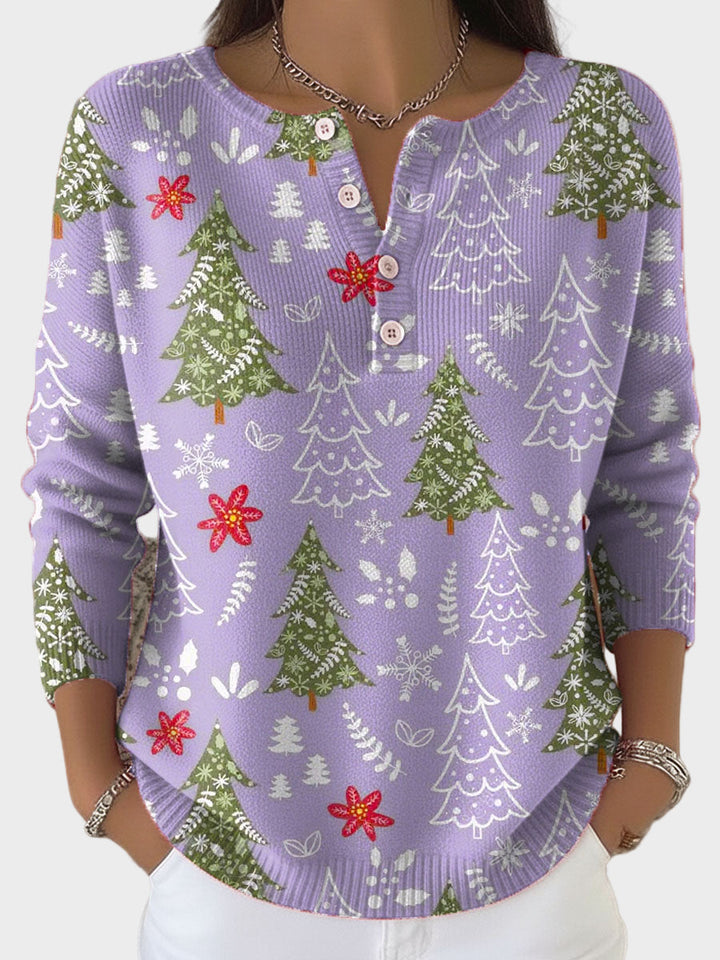 Iris - Weihnachtlicher Pullover mit Knöpfen