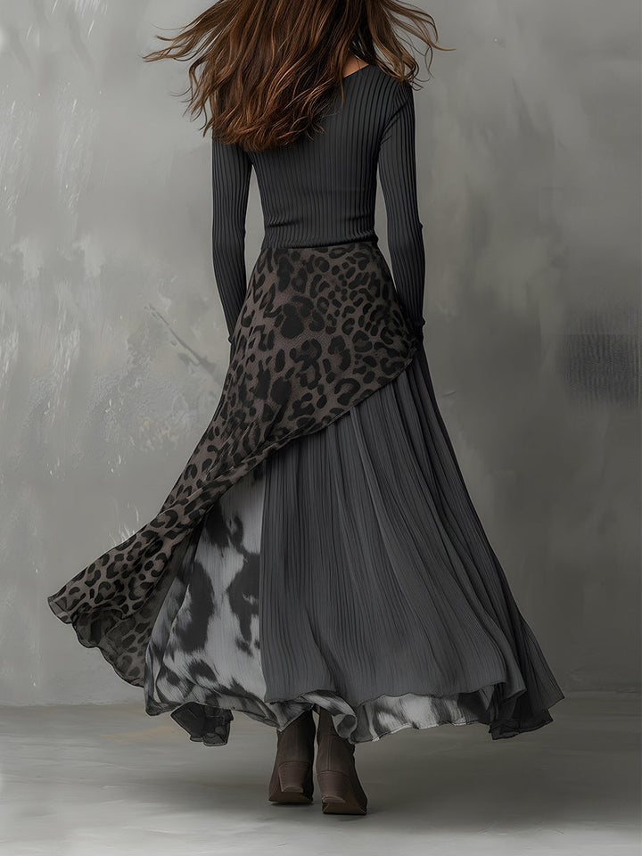 Martina | Langes Kleid mit Leopardenmuster