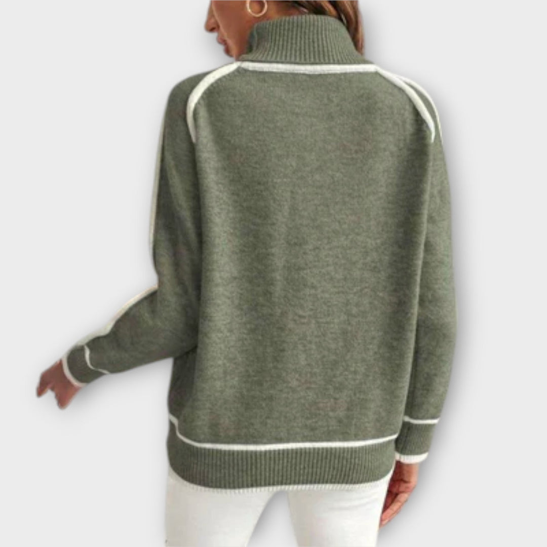 Christine - Luxurieller olivgrüner Strickpullover