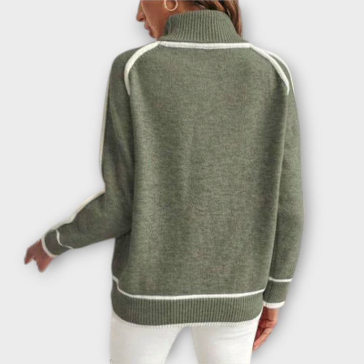 Christine - Luxurieller olivgrüner Strickpullover