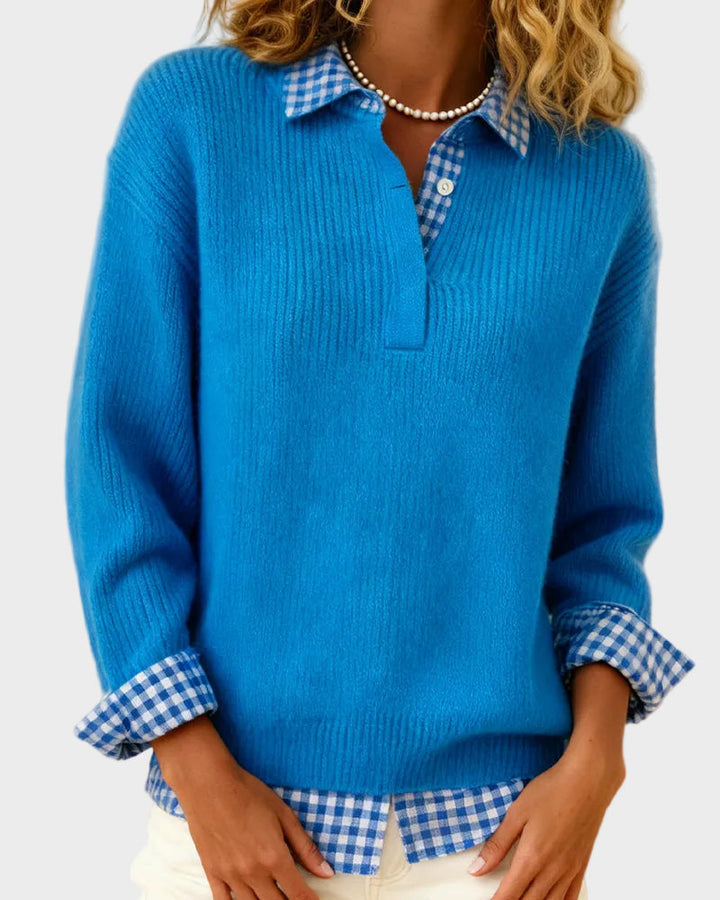Viktoria - Bunter Pullover mit Patchwork-Karo-Muster
