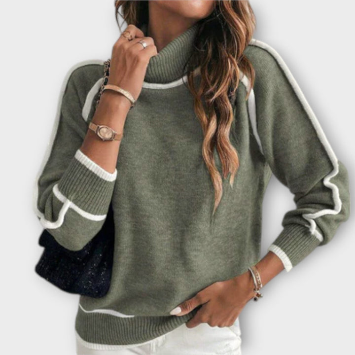 Christine - Luxurieller olivgrüner Strickpullover
