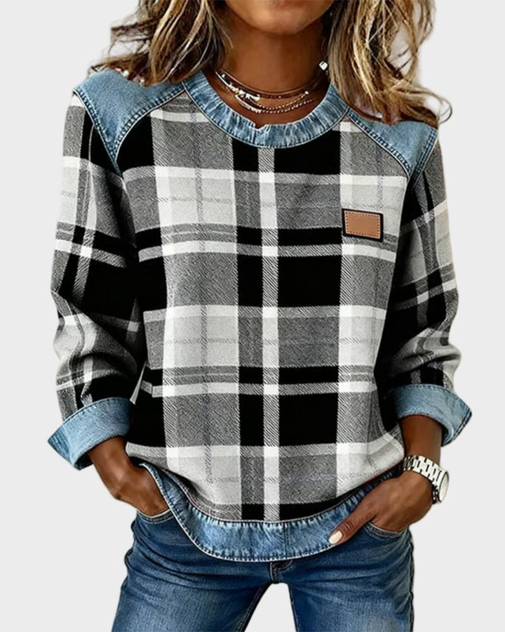 Ivy – Damen Sweatshirt mit Patchwork-Muster