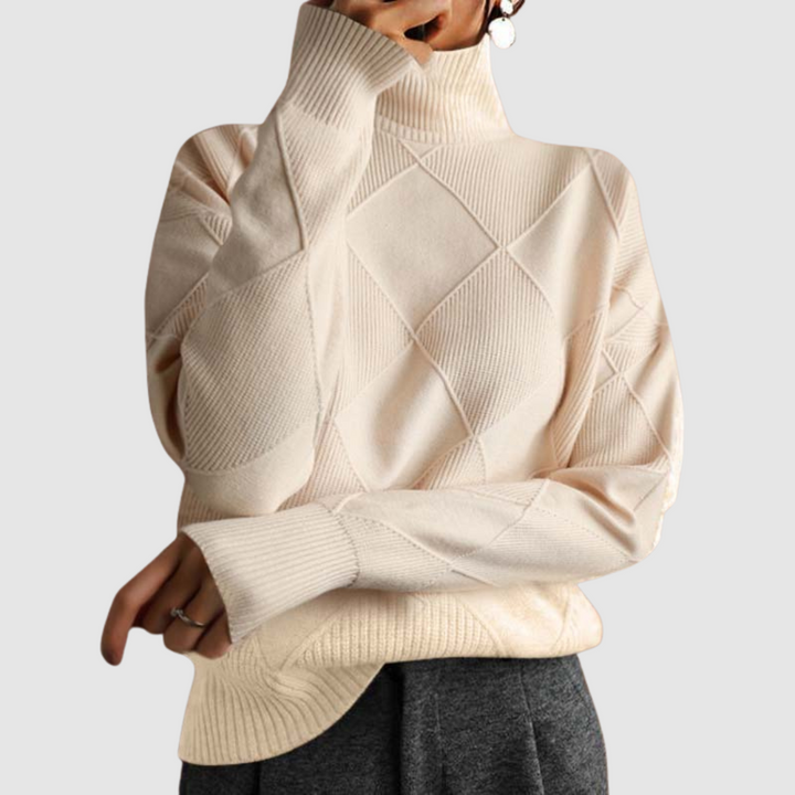 Ester - Texturierter Pullover mit Rollkragen