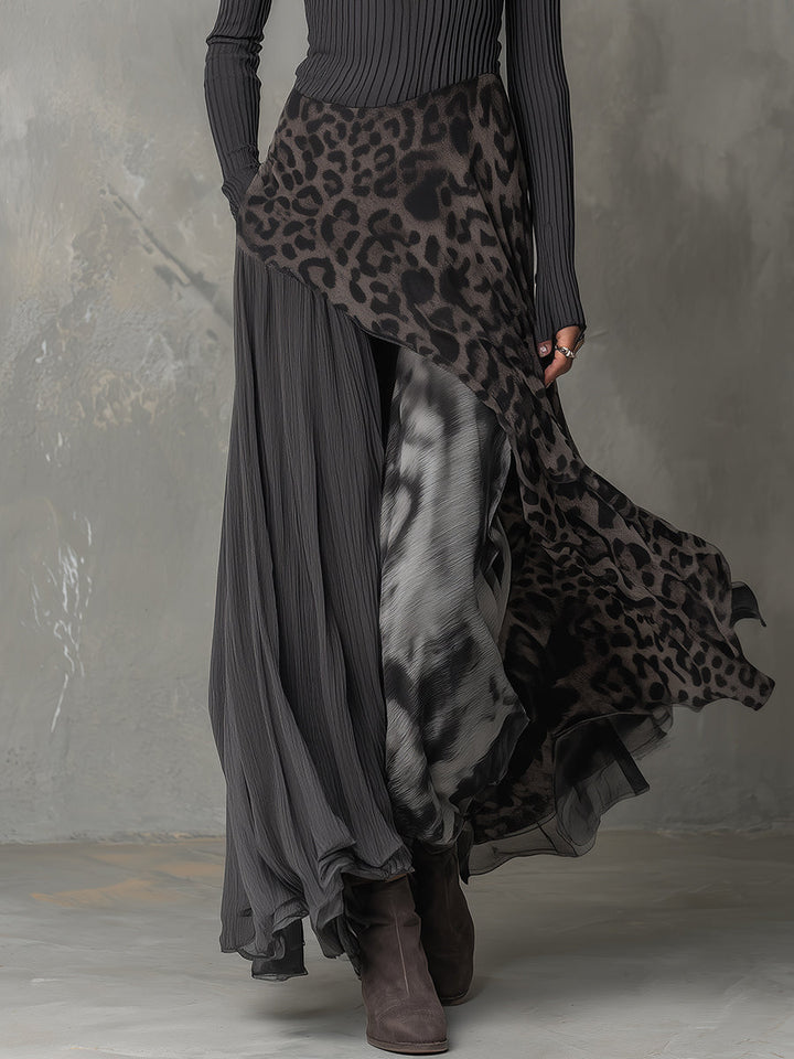 Martina | Langes Kleid mit Leopardenmuster