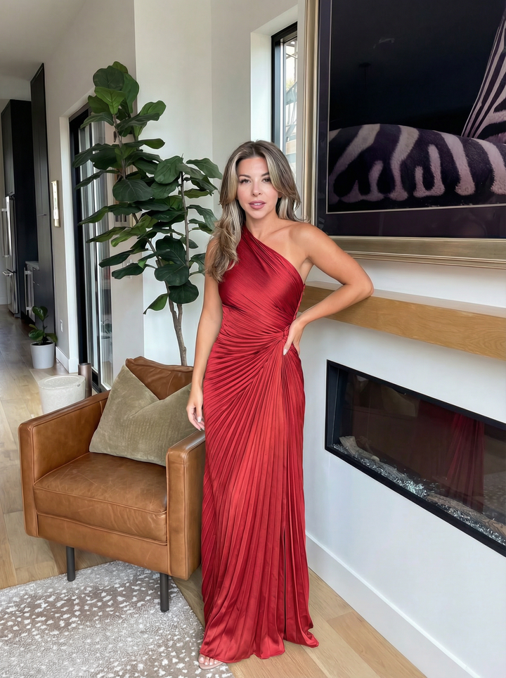 Aurelia | Ein-Schulter Faltenkleid