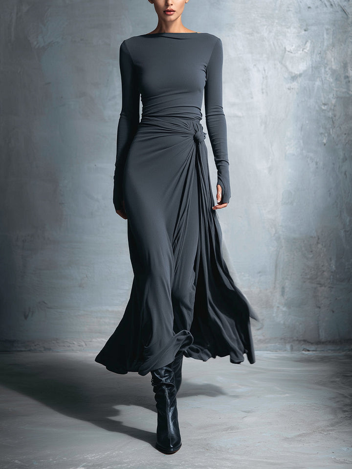 Gabriella | Langes Kleid mit seitlichem Knoten