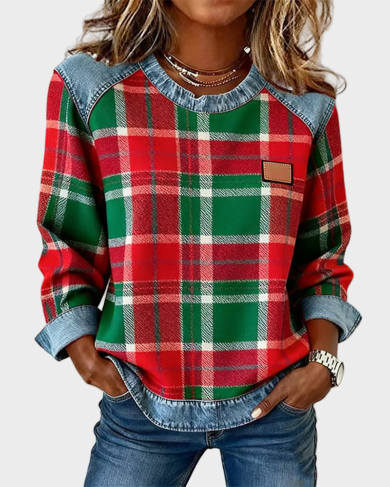 Ivy – Damen Sweatshirt mit Patchwork-Muster