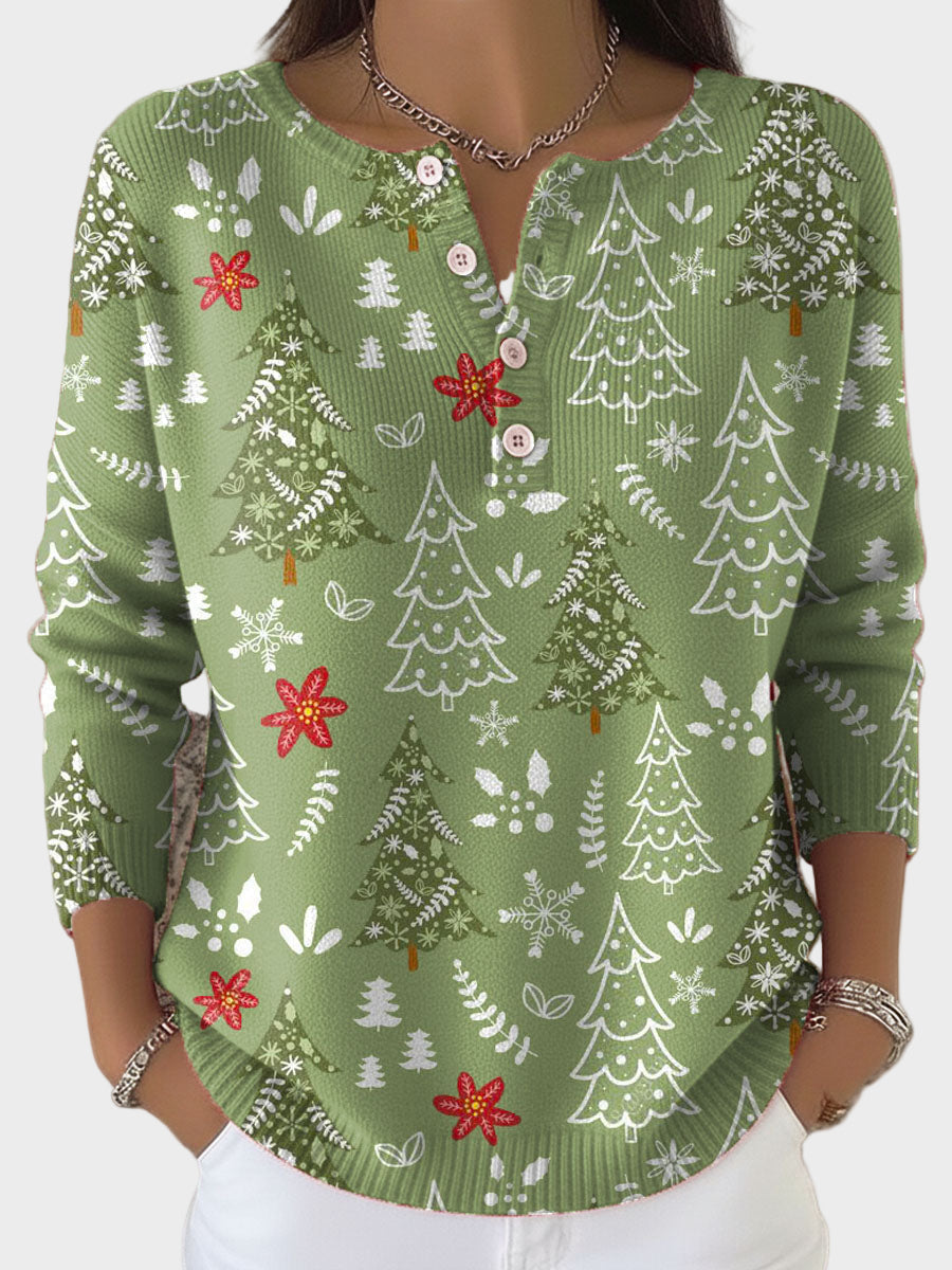Iris - Weihnachtlicher Pullover mit Knöpfen
