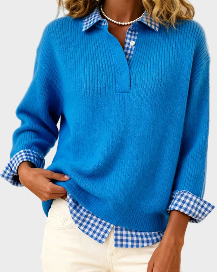 Viktoria - Bunter Pullover mit Patchwork-Karo-Muster
