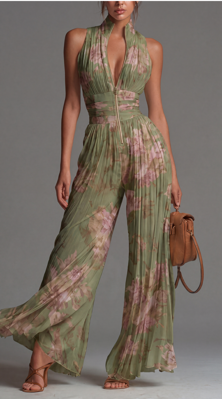 Zineb | Plissierter Floral Jumpsuit