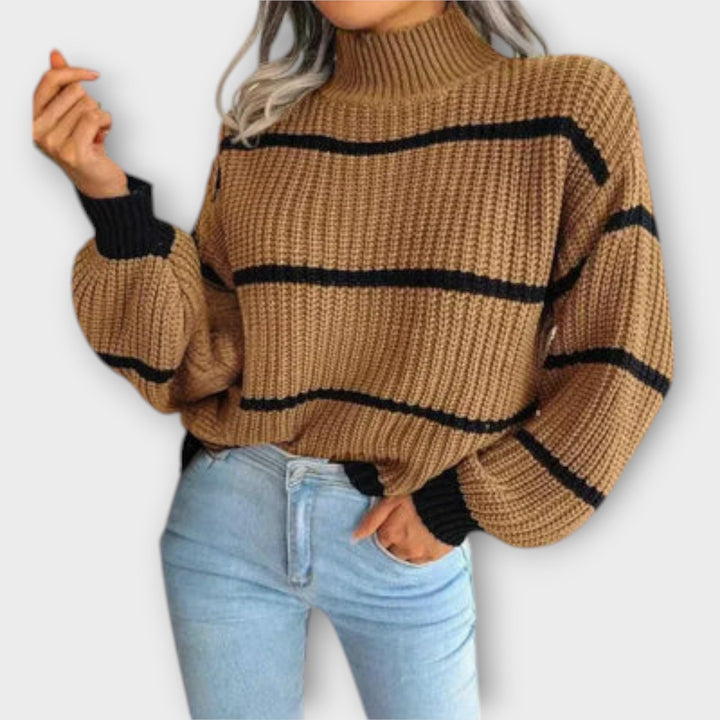 Chavala - Streifenpullover mit Rollkragen