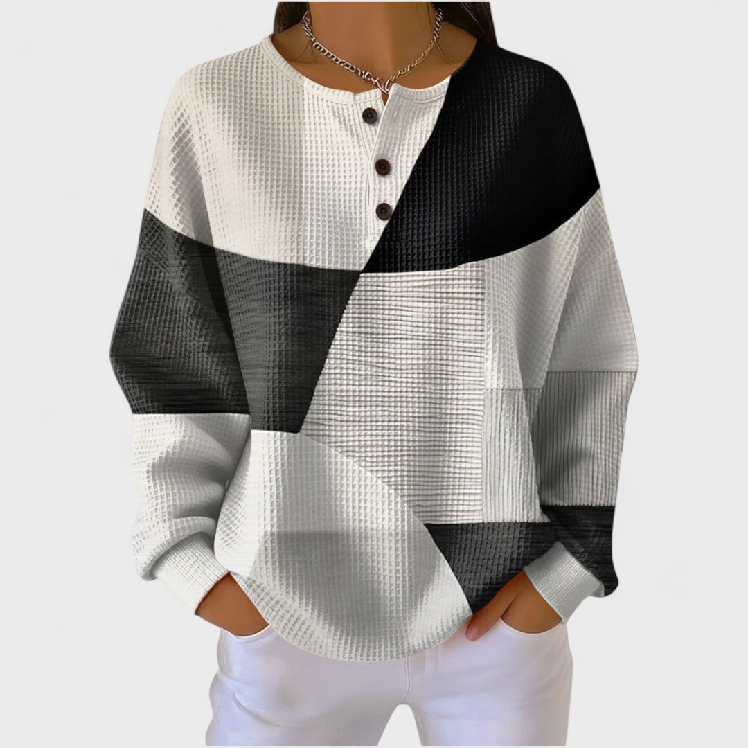 Ella - Schwarz-weisser Pullover mit Colour-Block