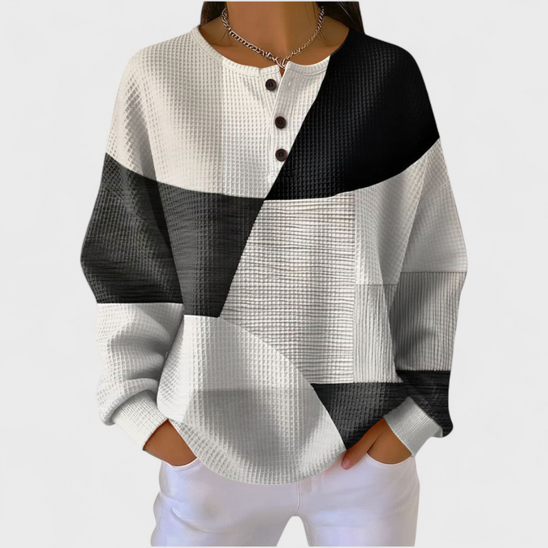 Ella - Schwarz-weisser Pullover mit Colour-Block