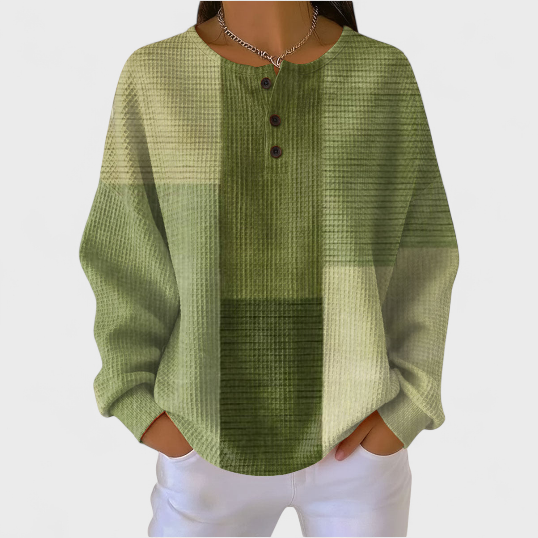 Nora - Olivgrüner Pullover mit Colour-Block