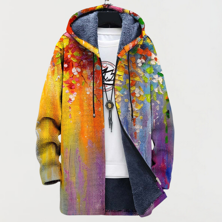 Gesine | Kapuzenjacke mit Farbverläufen und Farbspritzern