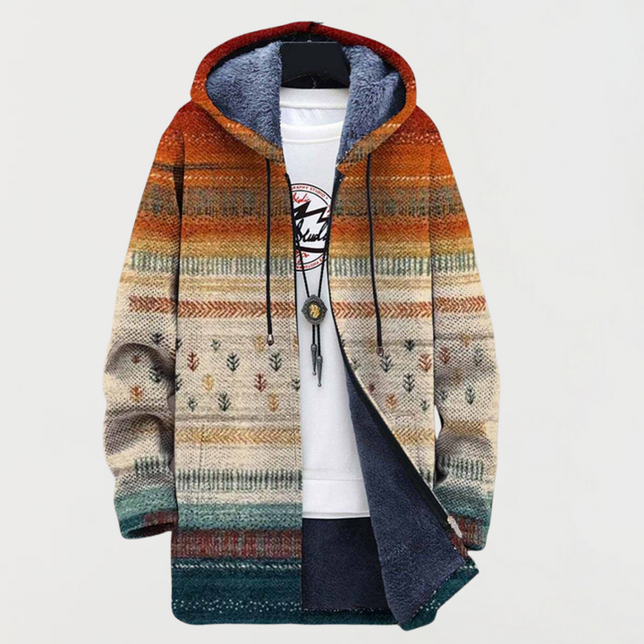 Annegret | Cardigan mit Kapuze und herbstlichen Streifen