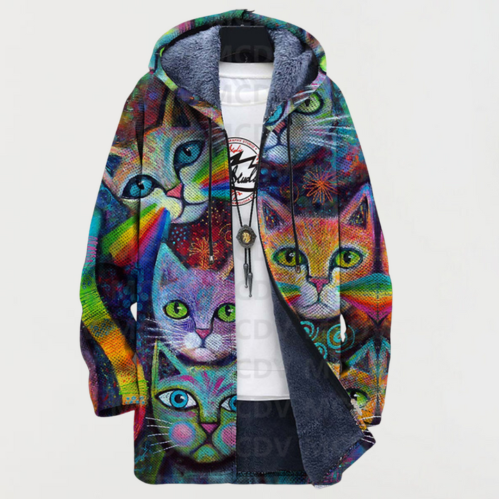 Rike | Kapuzenjacke mit Katzenmuster
