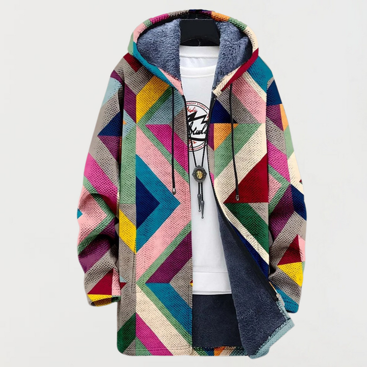 Beatrix | Jacke mit Kapuze und geometrischem Muster