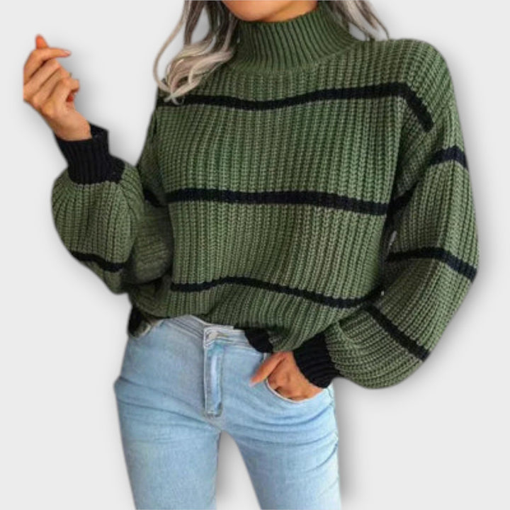 Chavala - Streifenpullover mit Rollkragen
