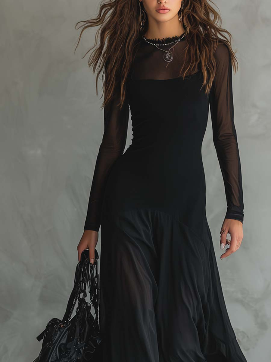 Tilda | Schwarzes Lockeres Maxikleid