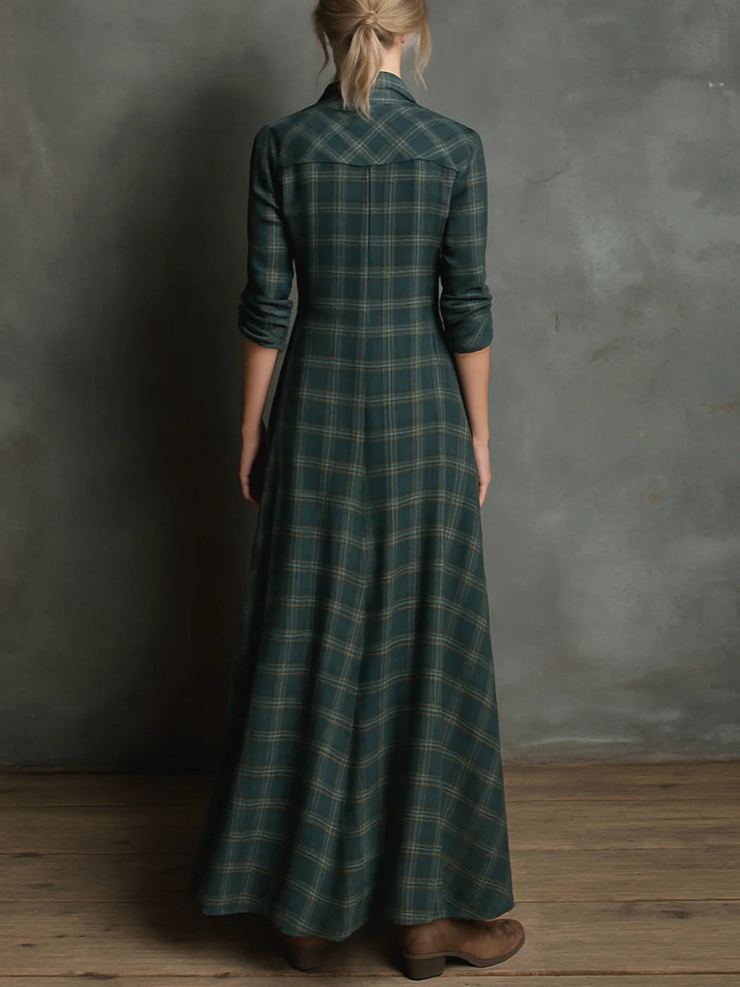 Valentina | Langes kariertes Kleid