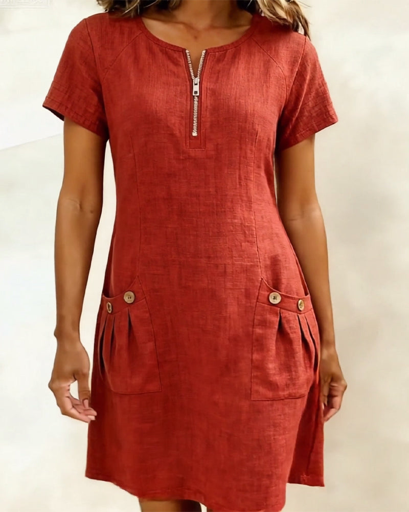 Van Elst Mode® | Baumwollkleid mit Reißverschluss