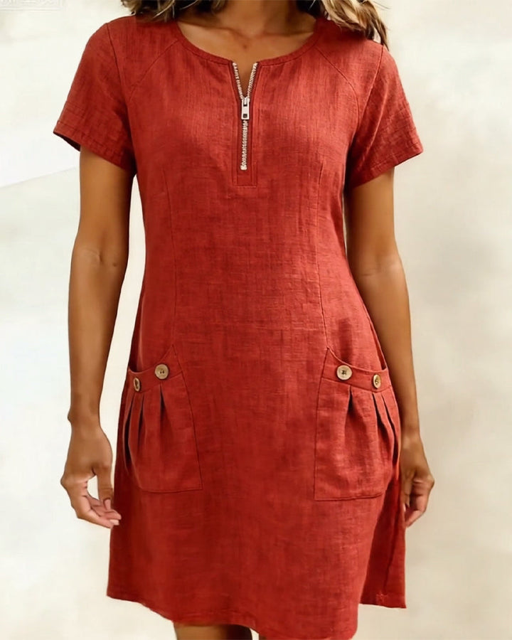Van Elst Mode® | Baumwollkleid mit Reißverschluss