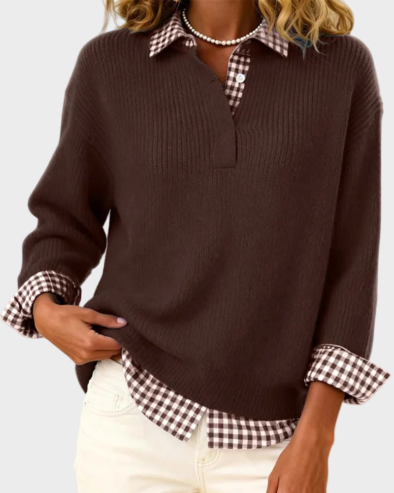 Viktoria - Bunter Pullover mit Patchwork-Karo-Muster