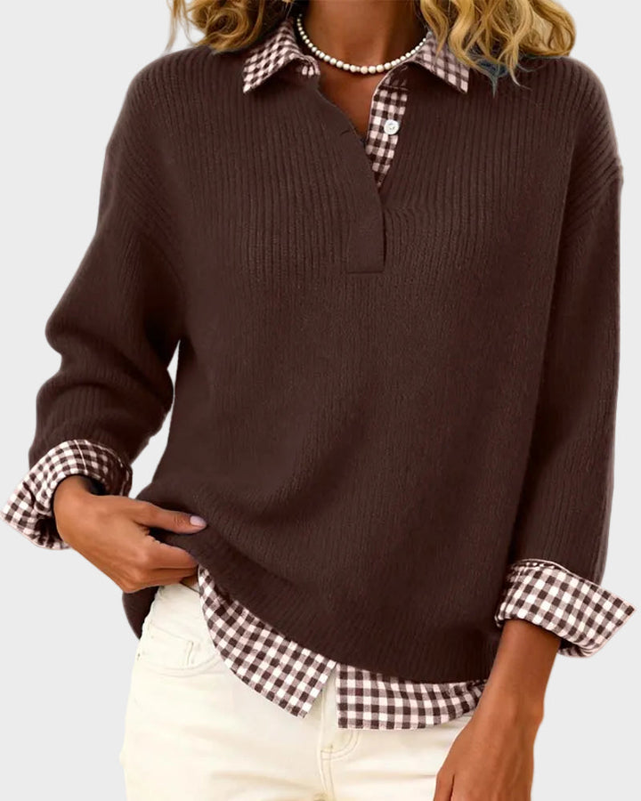 Viktoria - Bunter Pullover mit Patchwork-Karo-Muster