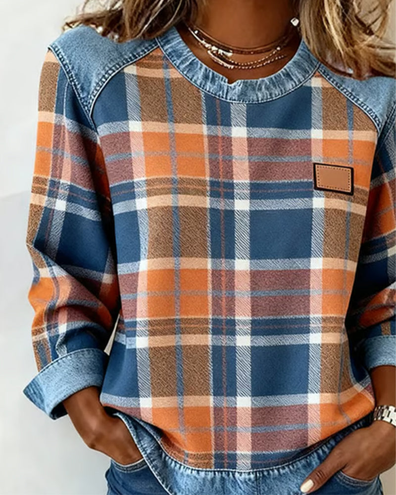 Ivy – Damen Sweatshirt mit Patchwork-Muster