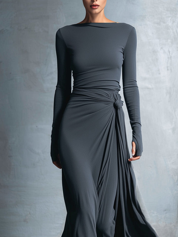 Gabriella | Langes Kleid mit seitlichem Knoten