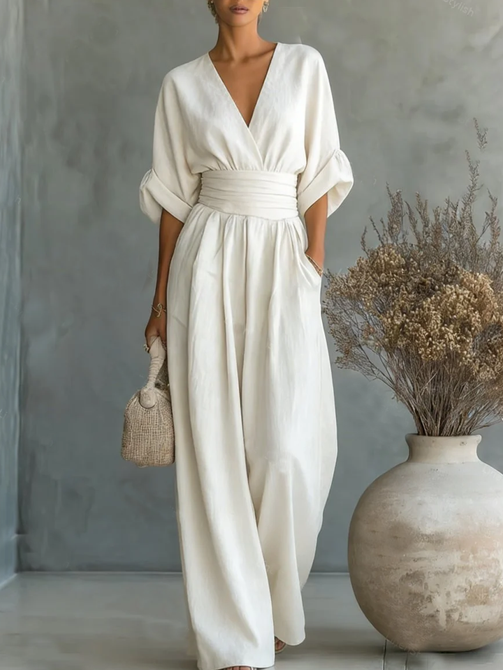 Maja | Eleganter V-Ausschnitt Hochtaillierter Jumpsuit