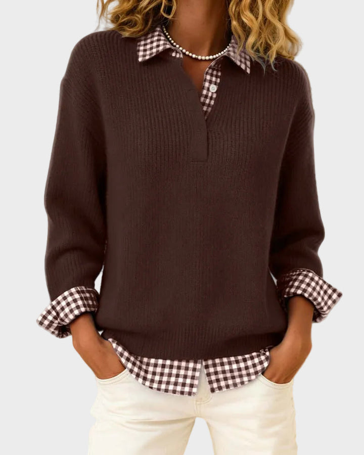 Viktoria - Bunter Pullover mit Patchwork-Karo-Muster