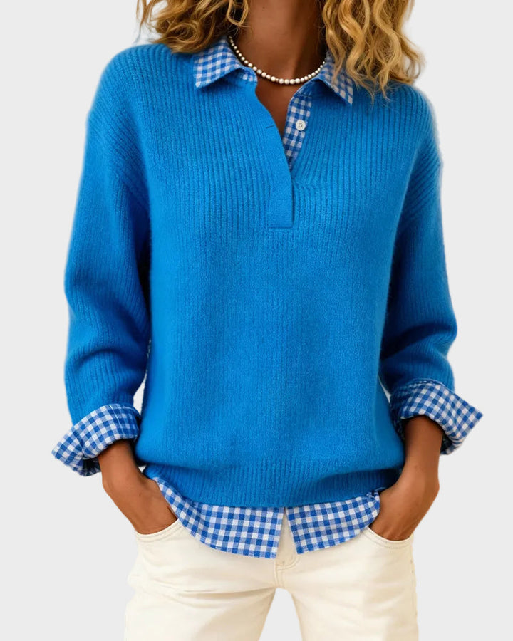 Viktoria - Bunter Pullover mit Patchwork-Karo-Muster