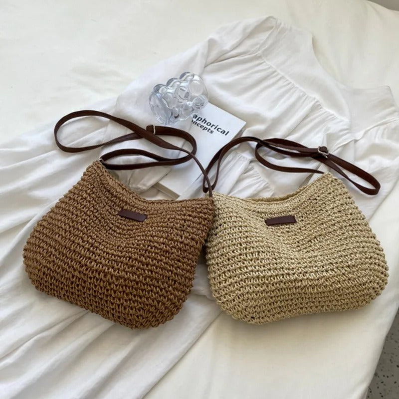 Camille | Elegante Geflochtene Tasche mit Runden Henkeln