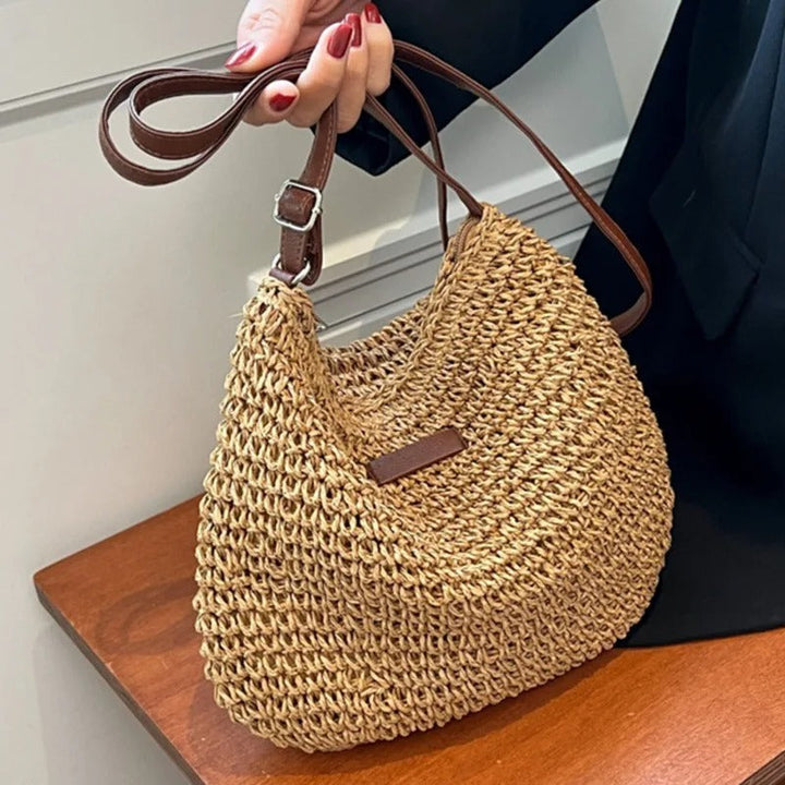 Camille | Elegante Geflochtene Tasche mit Runden Henkeln