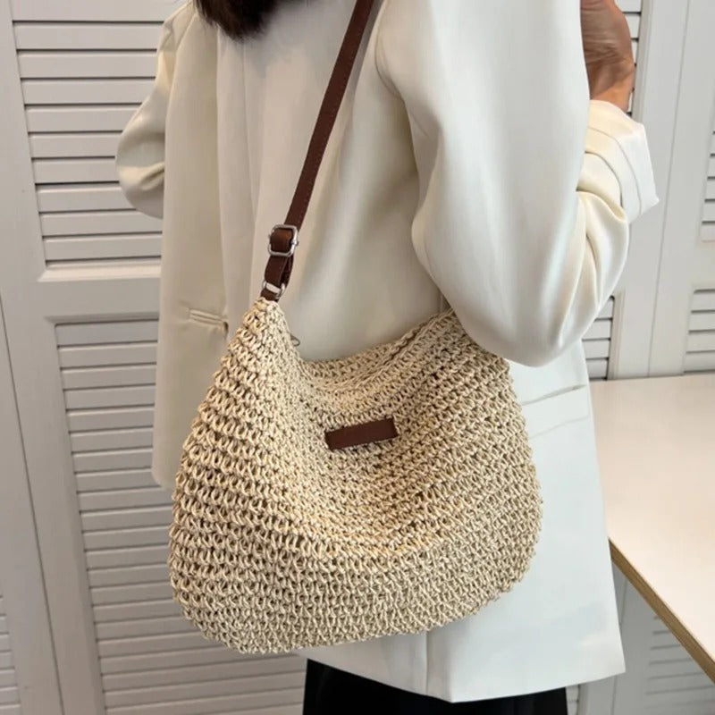 Camille | Elegante Geflochtene Tasche mit Runden Henkeln