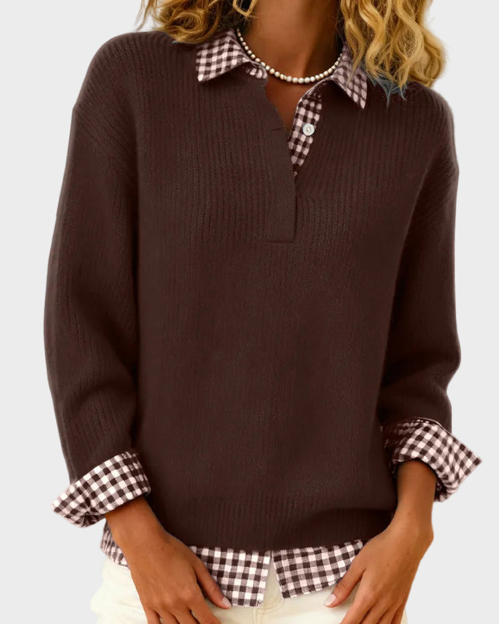 Viktoria - Bunter Pullover mit Patchwork-Karo-Muster